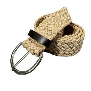 Braided Belt Beige Casual Retro Mens Size L 34-37 Adjustable Coastal Vacation